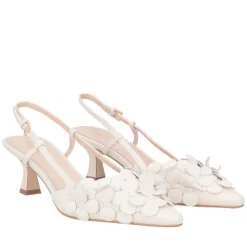 Slingback Jade in pelle con cerchietti colore avorio
