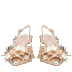 Slingback Jade in pelle con cerchietti colore oro