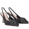 Slingback Jasmine in pelle con fiori colore nero