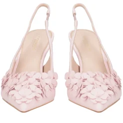 Slingback Jasmine in pelle con fiori colore rosa