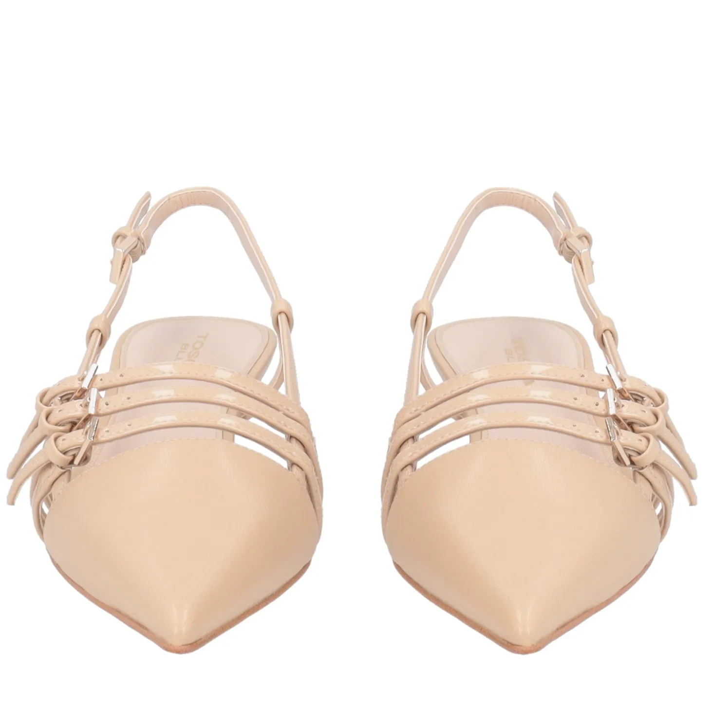 Slingback Kelly in pelle con cinturini colore beige