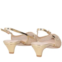 Slingback Kelly in tessuto con strass colore oro