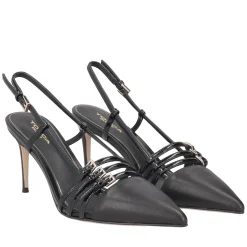 Slingback Laurel in pelle e vernice colore nero