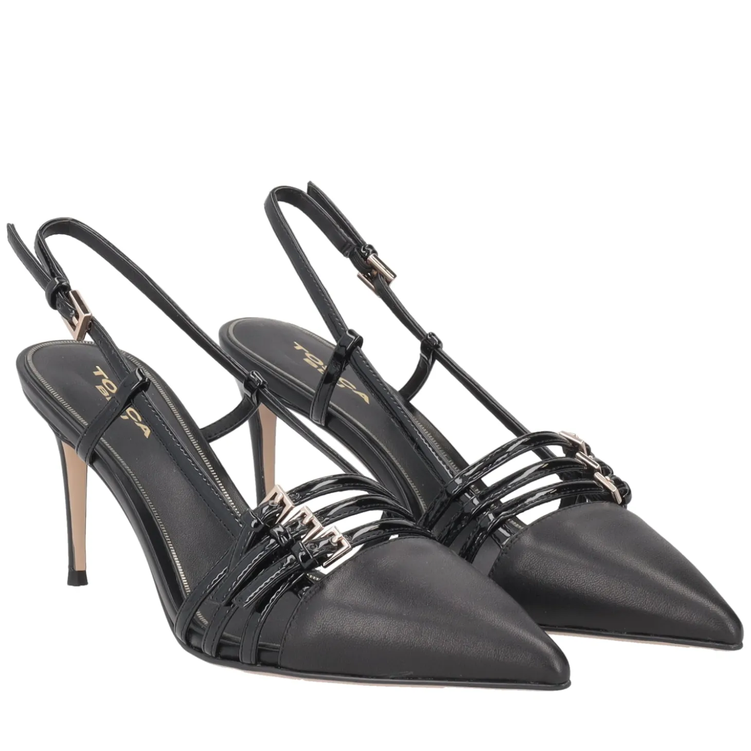 Slingback Laurel in pelle e vernice colore nero