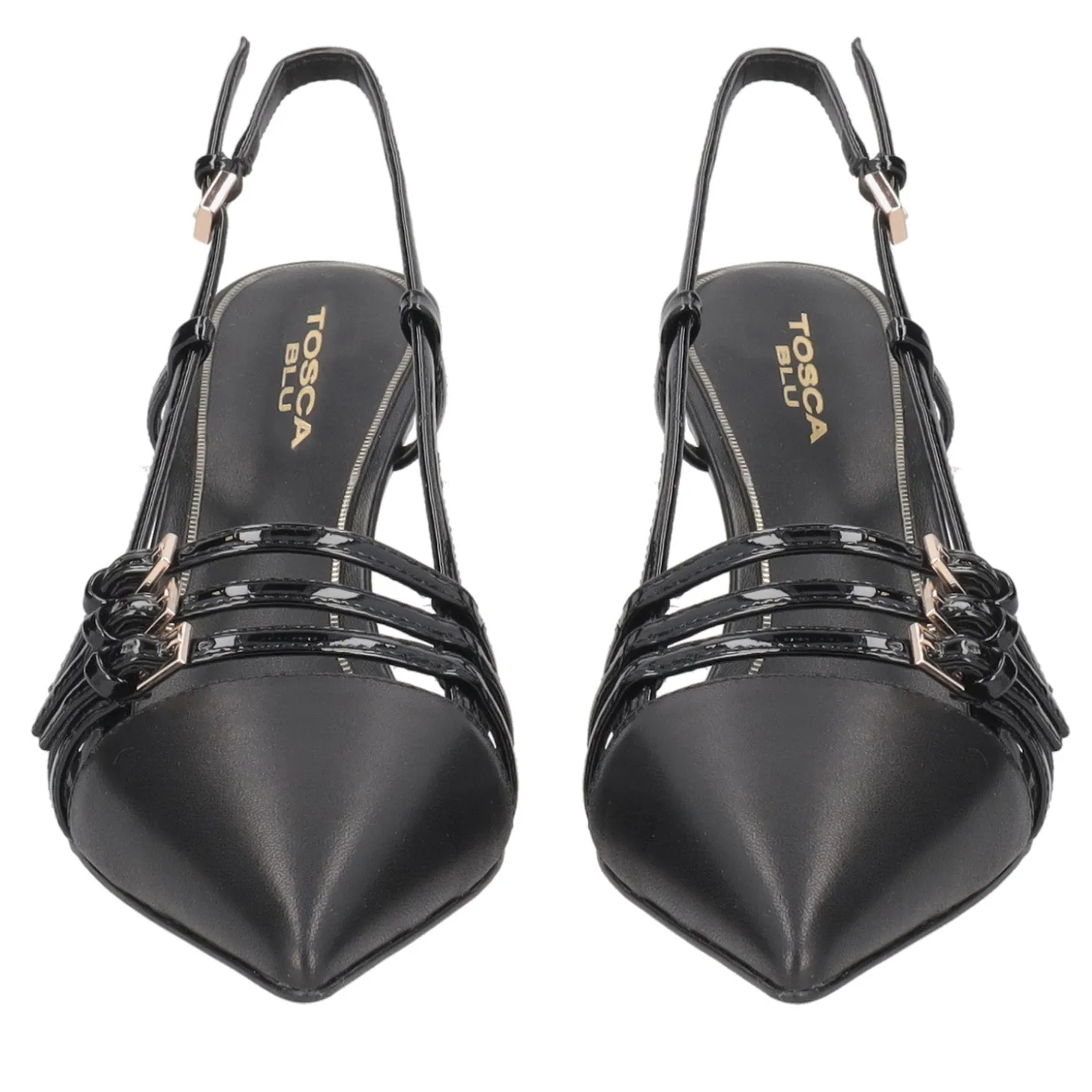 Slingback Laurel in pelle e vernice colore nero