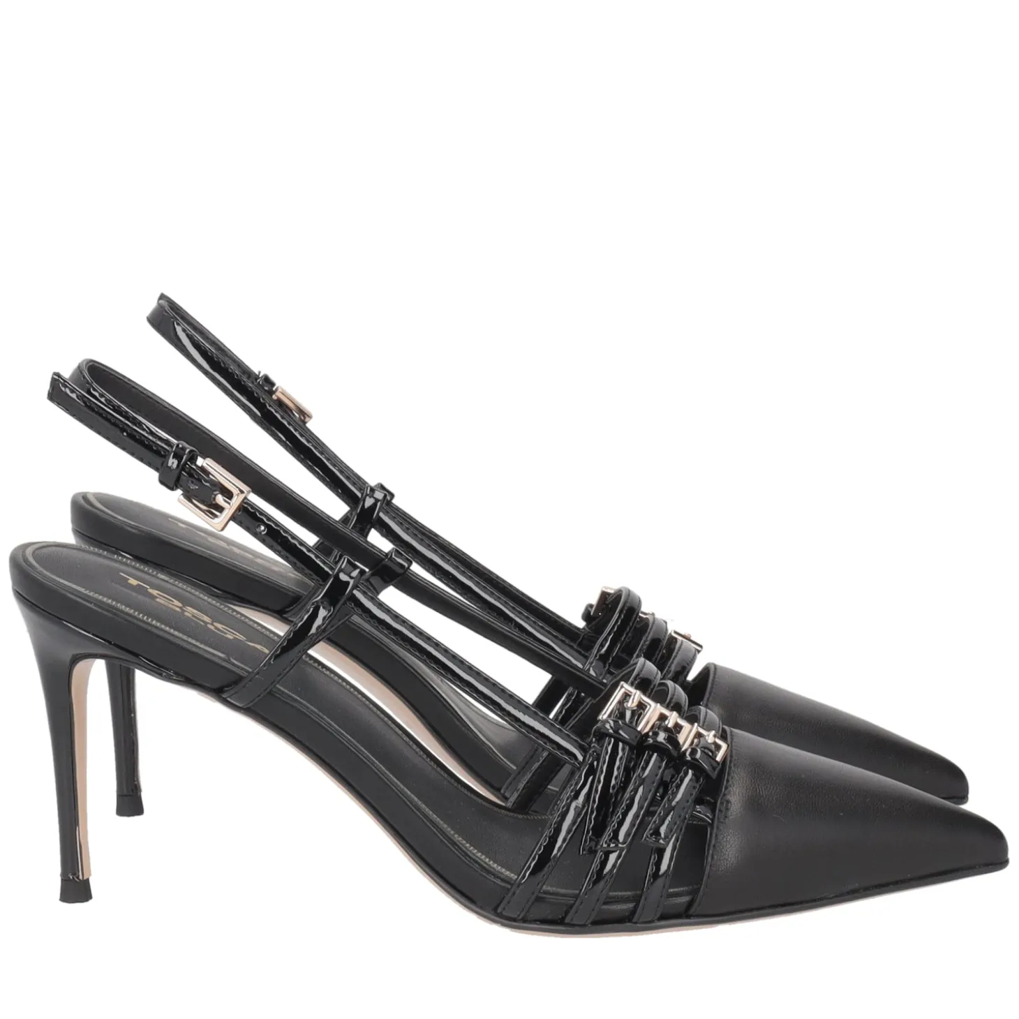 Slingback Laurel in pelle e vernice colore nero