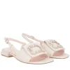 Slingback Nancy in pelle con accessorio colore avorio