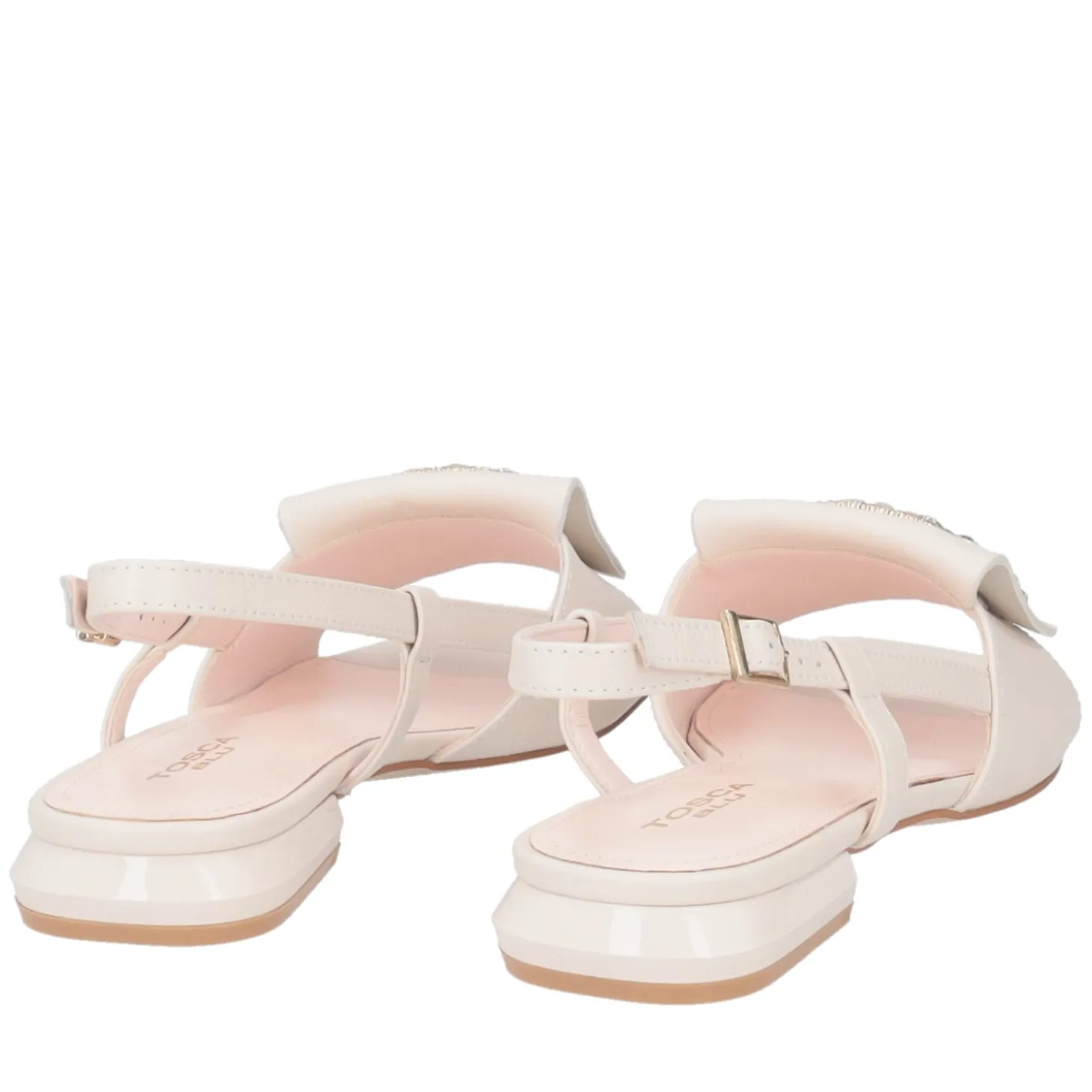 Slingback Nancy in pelle con accessorio colore avorio