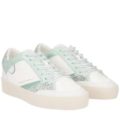 Sneaker Aura in pelle e glitter colore verdino