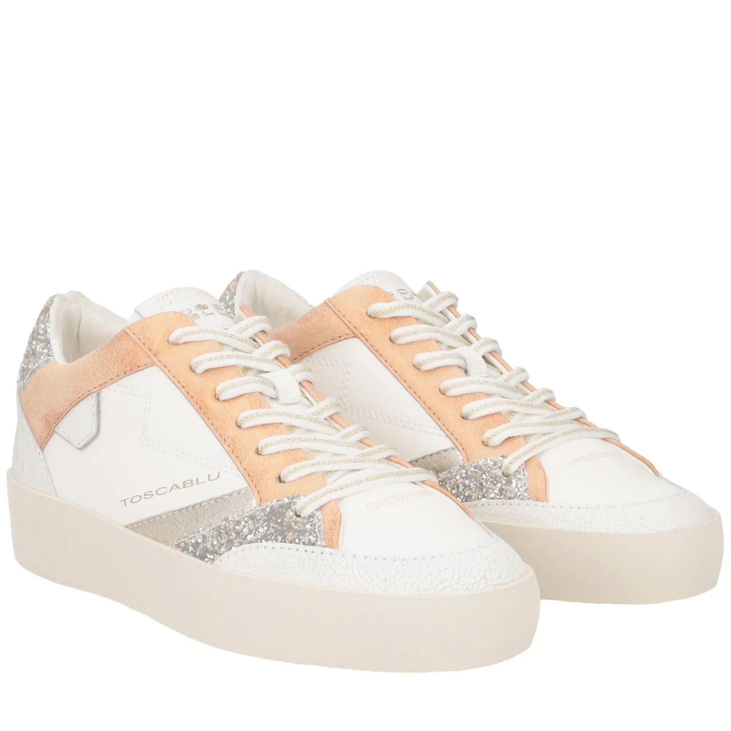Sneaker Aura in pelle e glitter colore bronzo