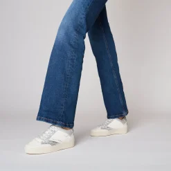 Sneaker Aura in pelle e glitter colore argento