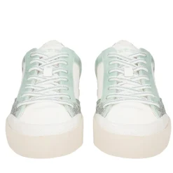 Sneaker Aura in pelle e glitter colore verdino