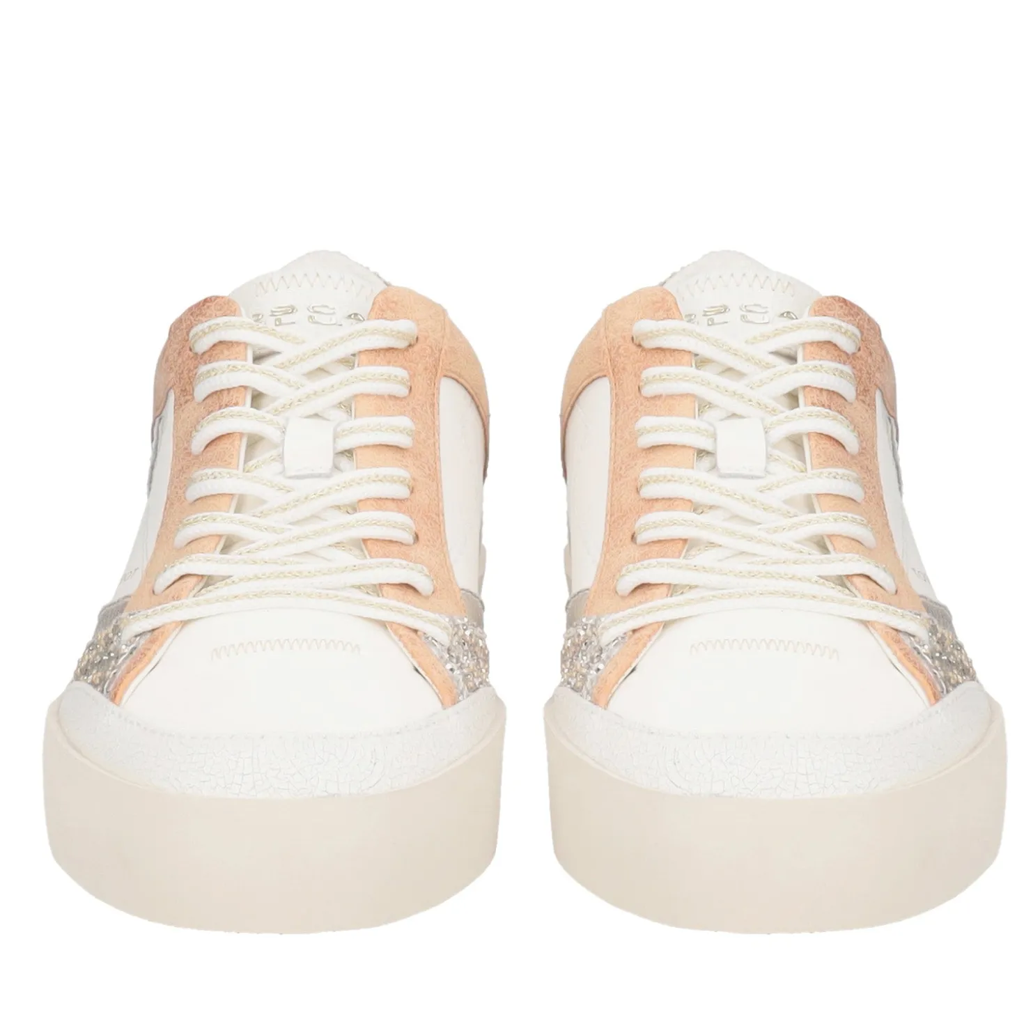 Sneaker Aura in pelle e glitter colore bronzo