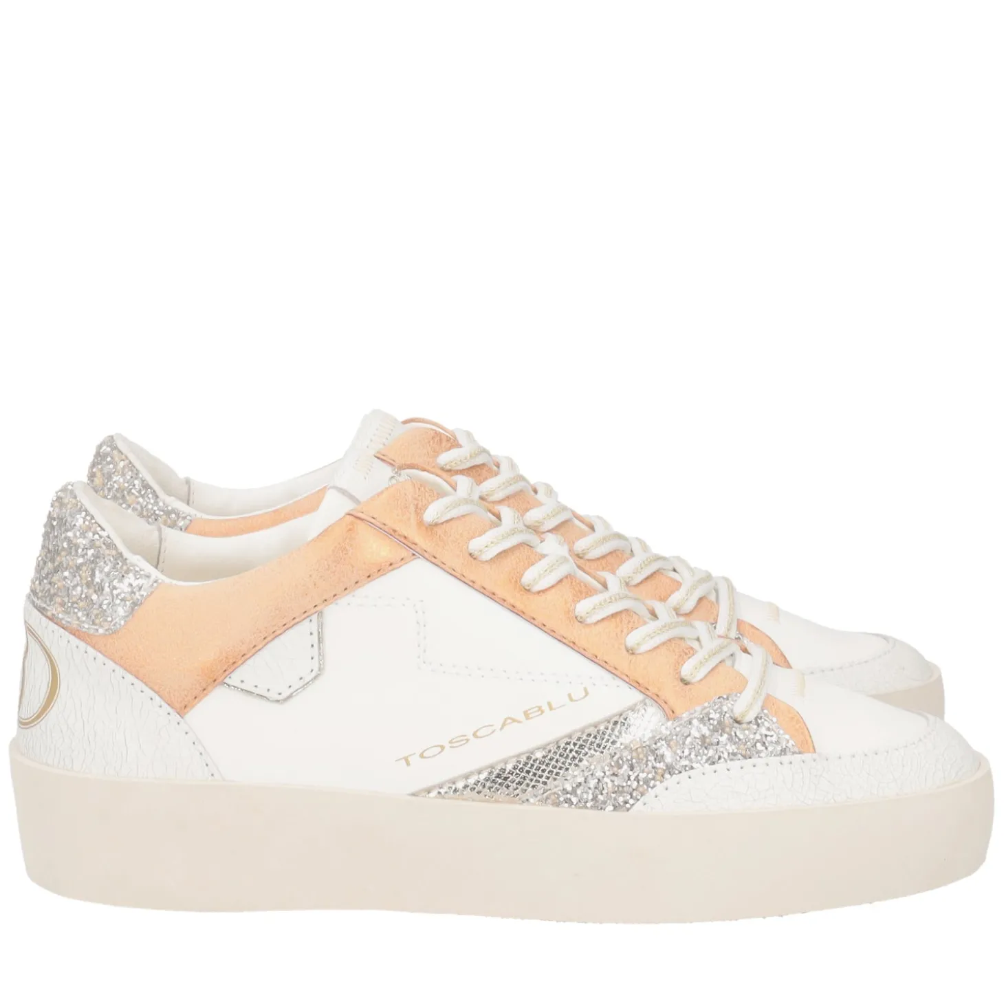 Sneaker Aura in pelle e glitter colore bronzo
