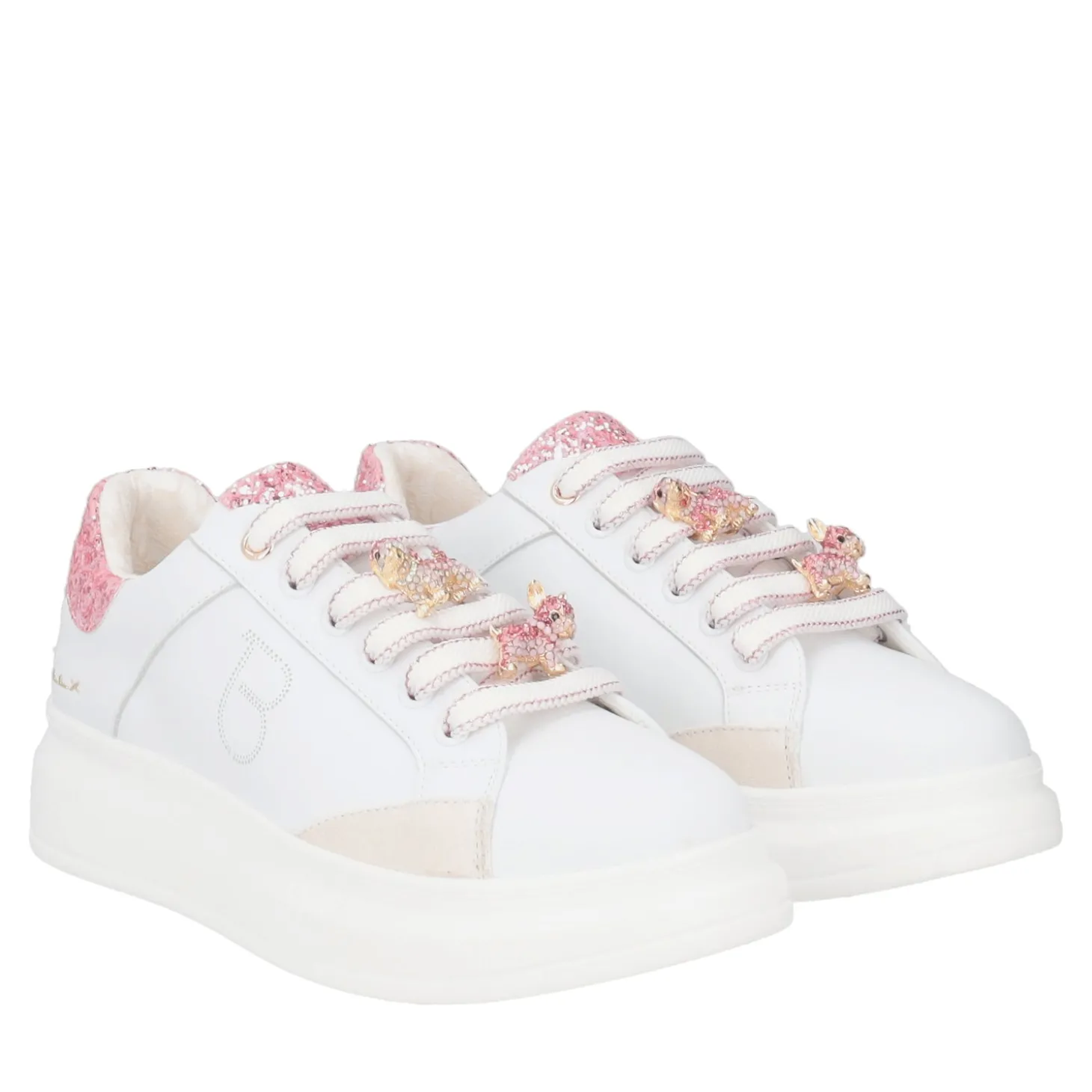 SNEAKER BELLATRIX CON ACCESSORIO IN STRASS COLORE BIANCO/FUCSIA