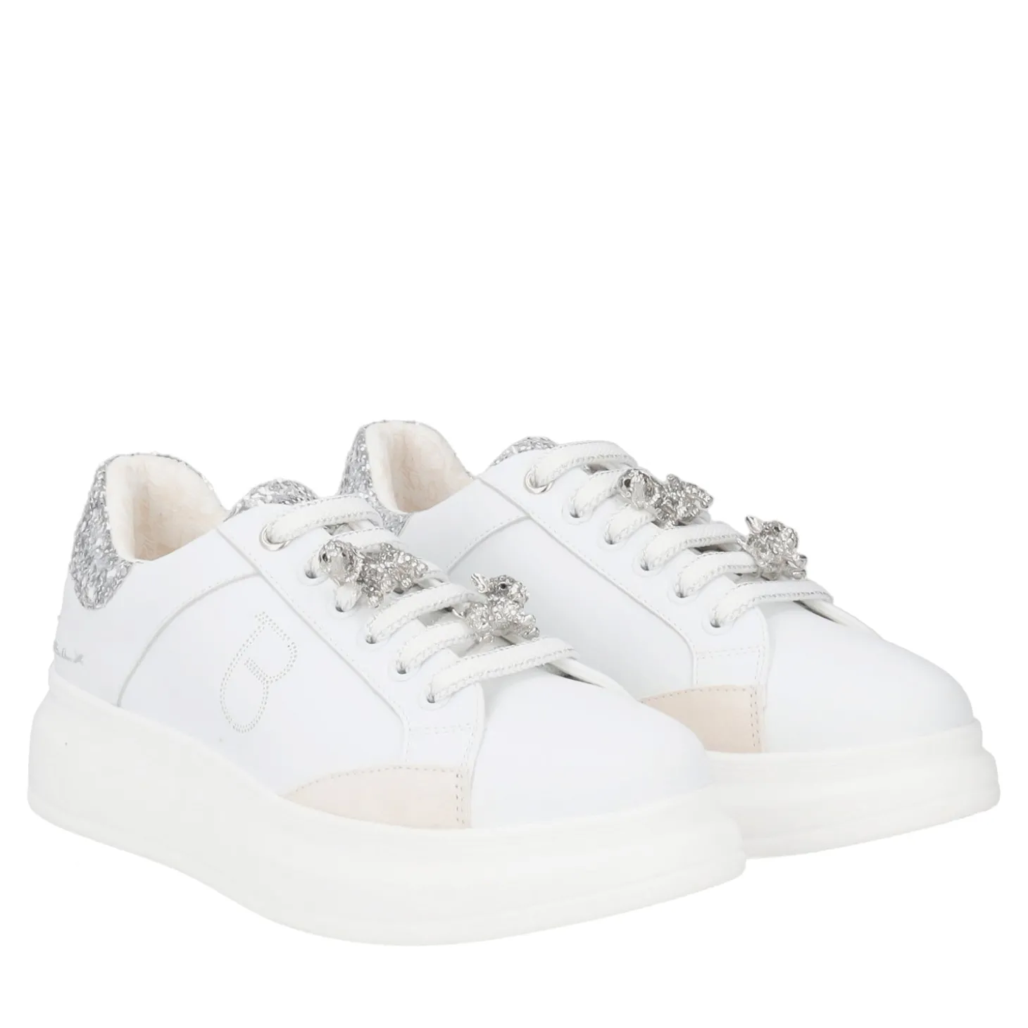 SNEAKER BELLATRIX CON ACCESSORIO IN STRASS COLORE BIANCO/ARGENTO