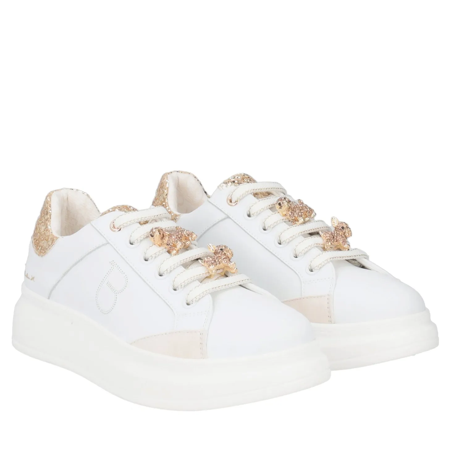 SNEAKER BELLATRIX CON ACCESSORIO IN STRASS COLORE BIANCO/ORO