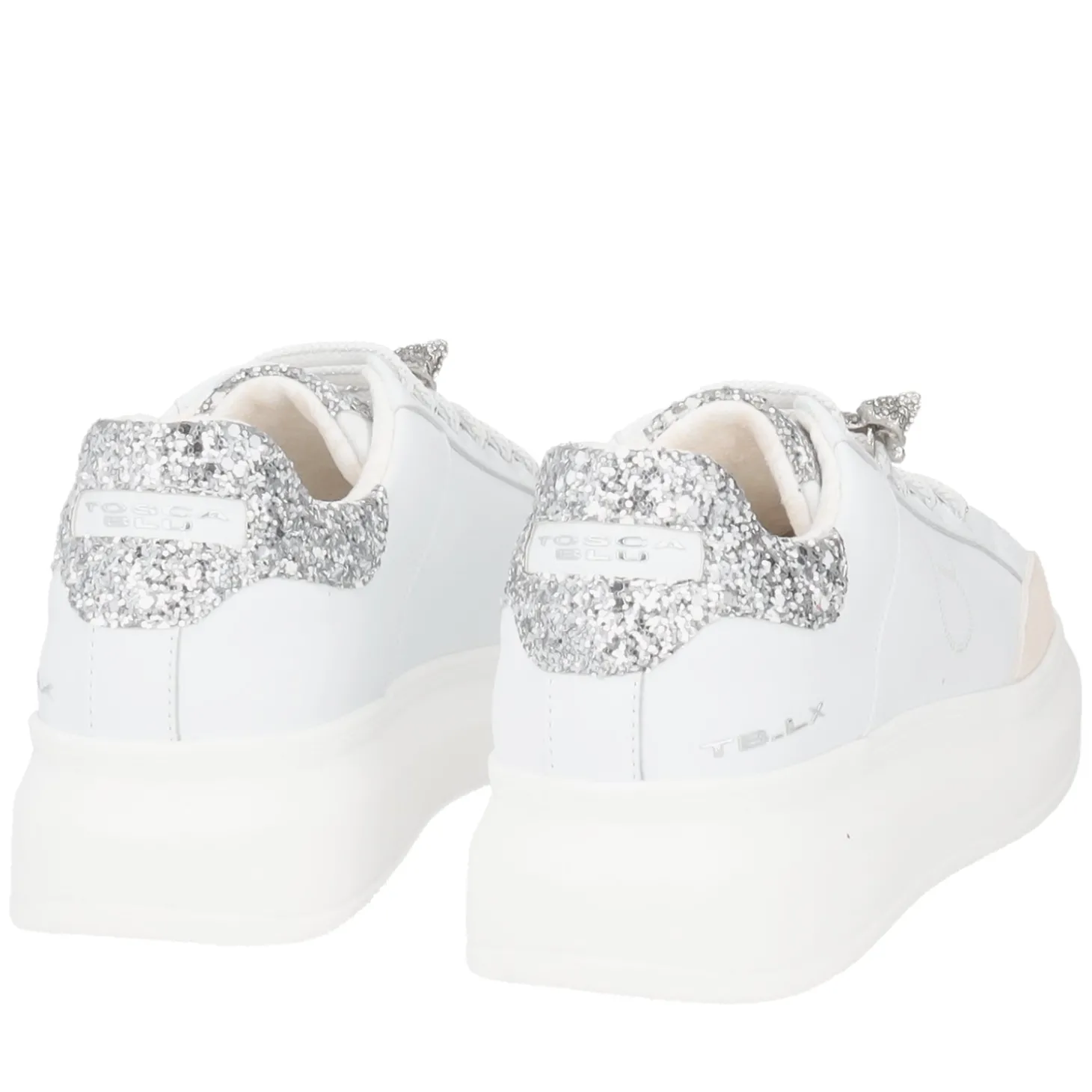 SNEAKER BELLATRIX CON ACCESSORIO IN STRASS COLORE BIANCO/ARGENTO