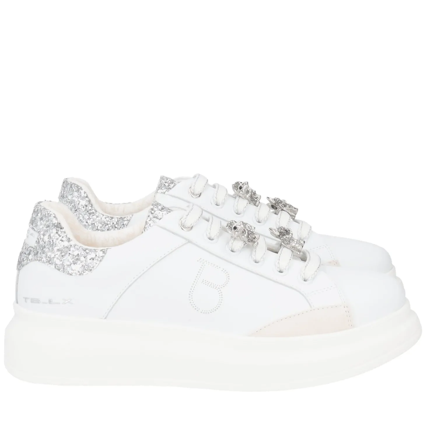 SNEAKER BELLATRIX CON ACCESSORIO IN STRASS COLORE BIANCO/ARGENTO