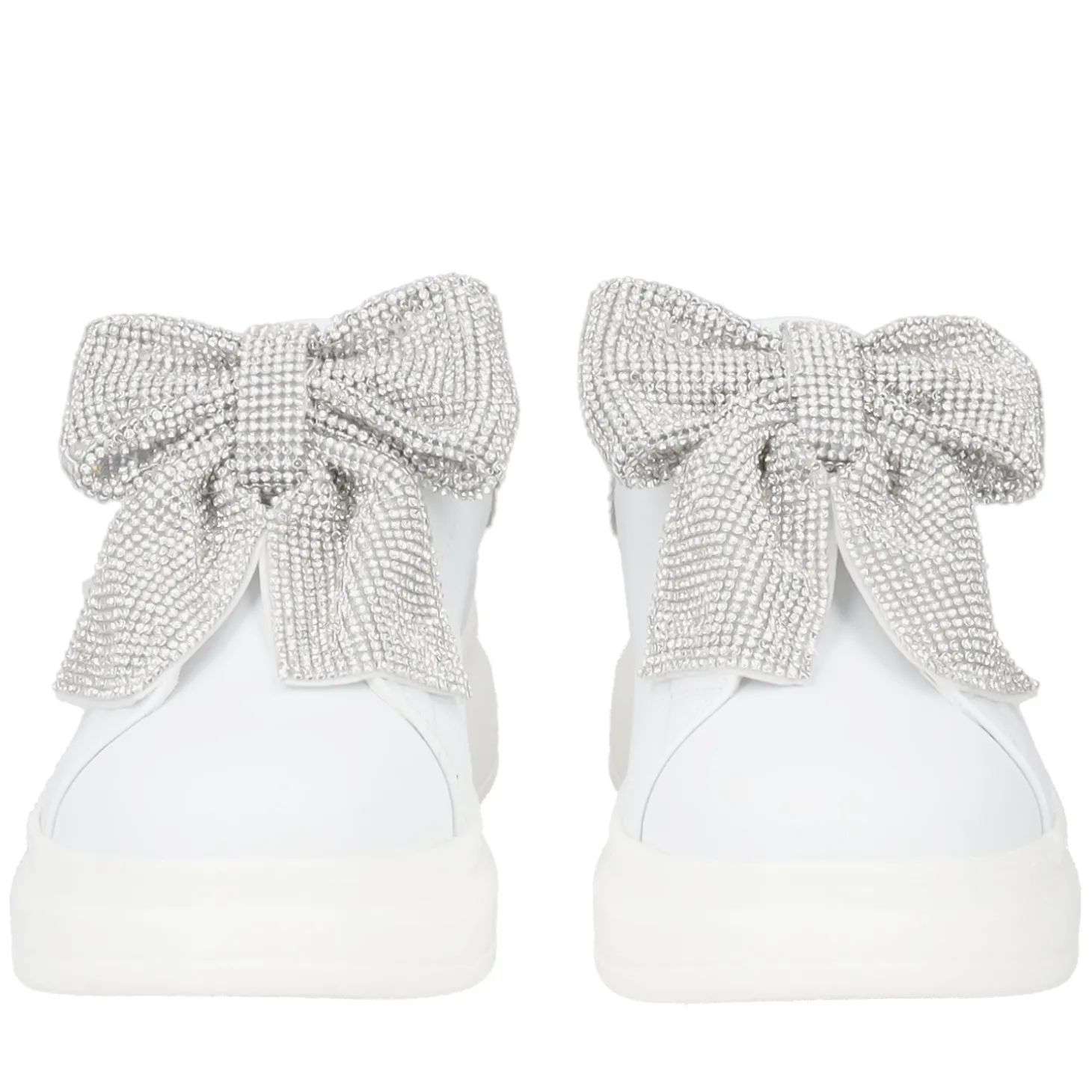 SNEAKER BELLATRIX CON MAXI FIOCCO IN STRASS COLORE BIANCO/ARGENTO