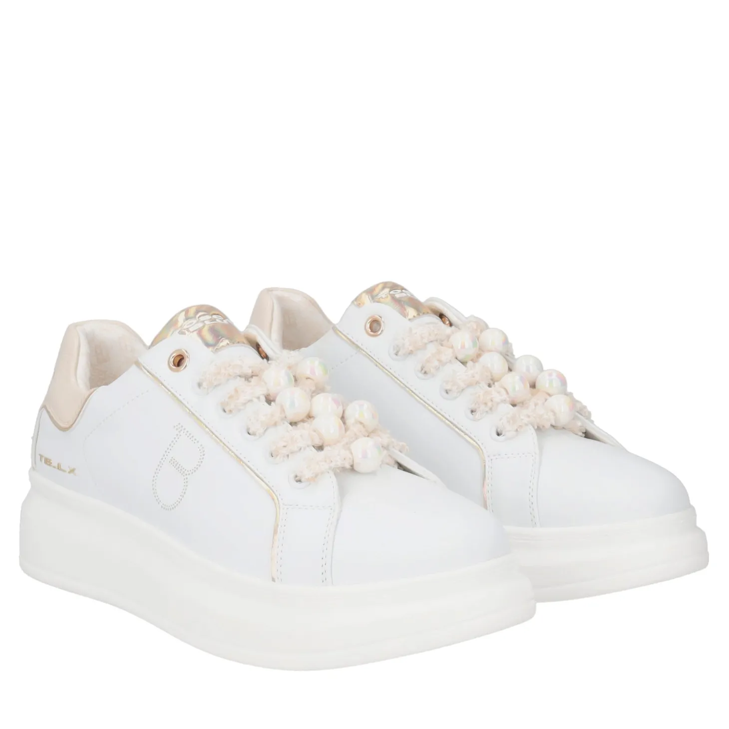 SNEAKER BELLATRIX CON PERLE EFEFTTO BOREALE COLORE BIANCO/BEIGE