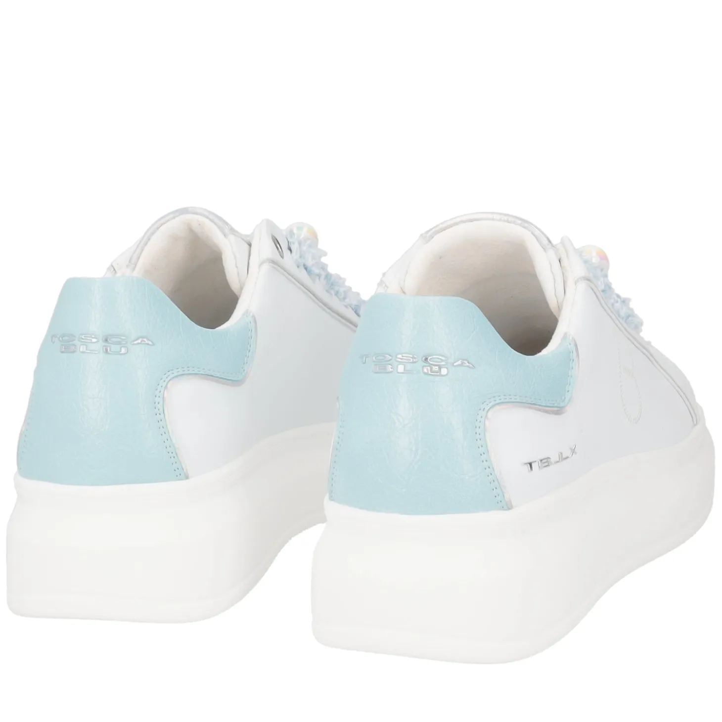 SNEAKER BELLATRIX CON PERLE EFEFTTO BOREALE COLORE BIANCO/AZZURRO