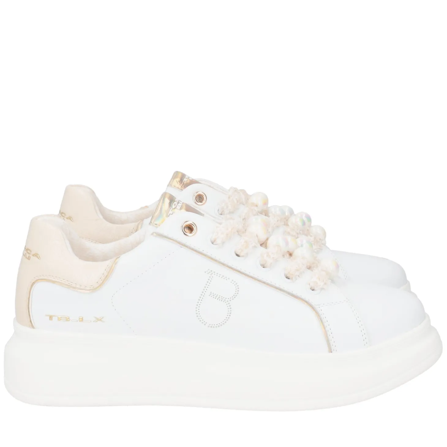 SNEAKER BELLATRIX CON PERLE EFEFTTO BOREALE COLORE BIANCO/BEIGE