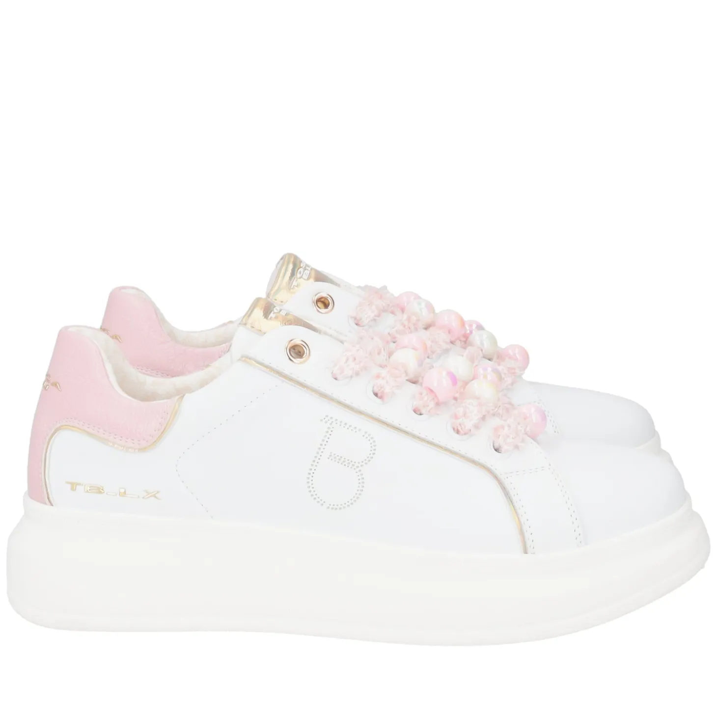SNEAKER BELLATRIX CON PERLE EFEFTTO BOREALE COLORE BIANCO/ROSA