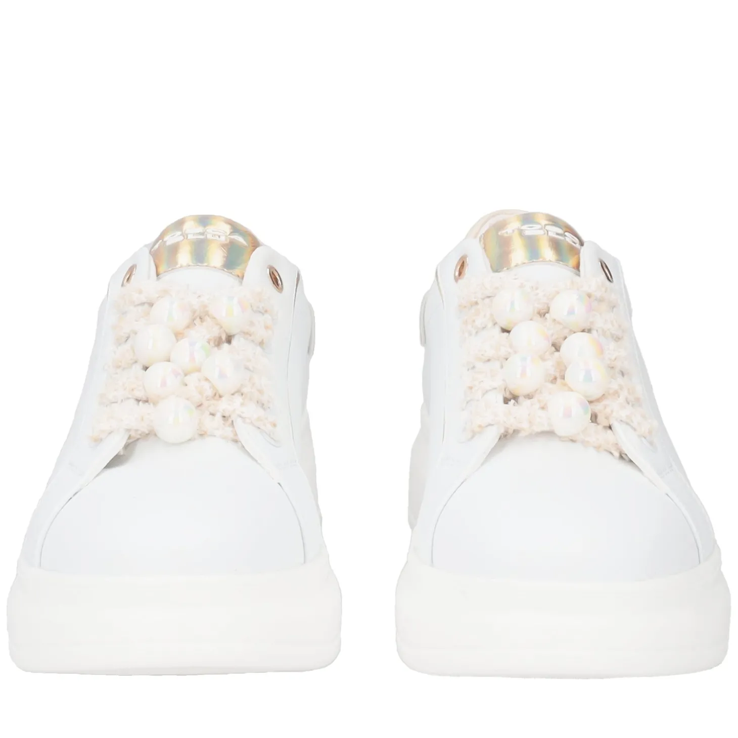 SNEAKER BELLATRIX CON PERLE EFEFTTO BOREALE COLORE BIANCO/BEIGE