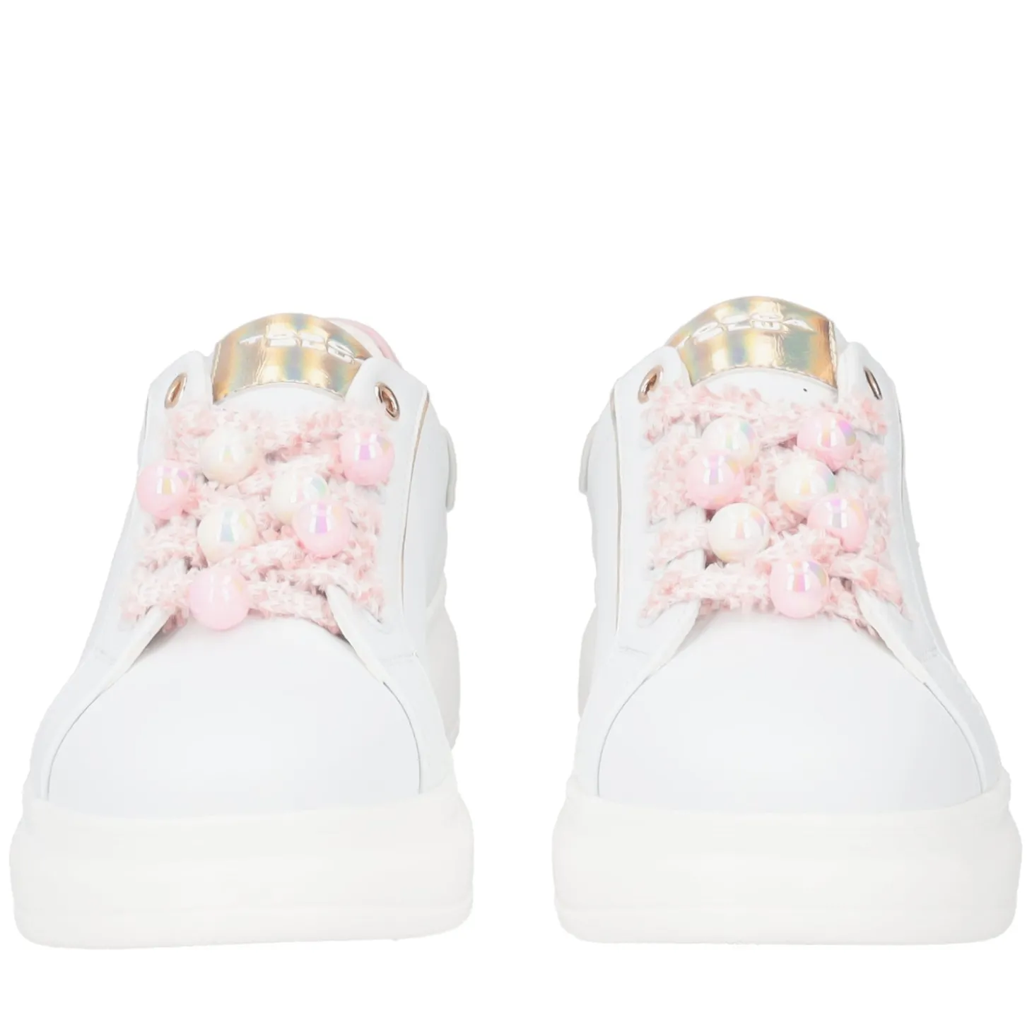 SNEAKER BELLATRIX CON PERLE EFEFTTO BOREALE COLORE BIANCO/ROSA