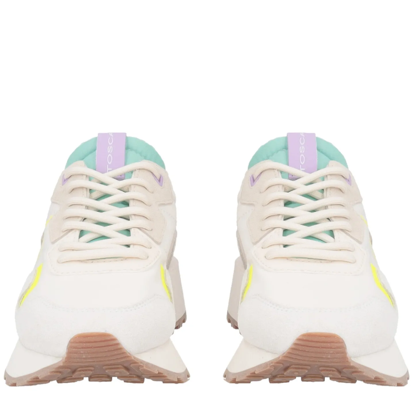 Sneaker Cindy in nylon e pelle scamosciata colore avorio