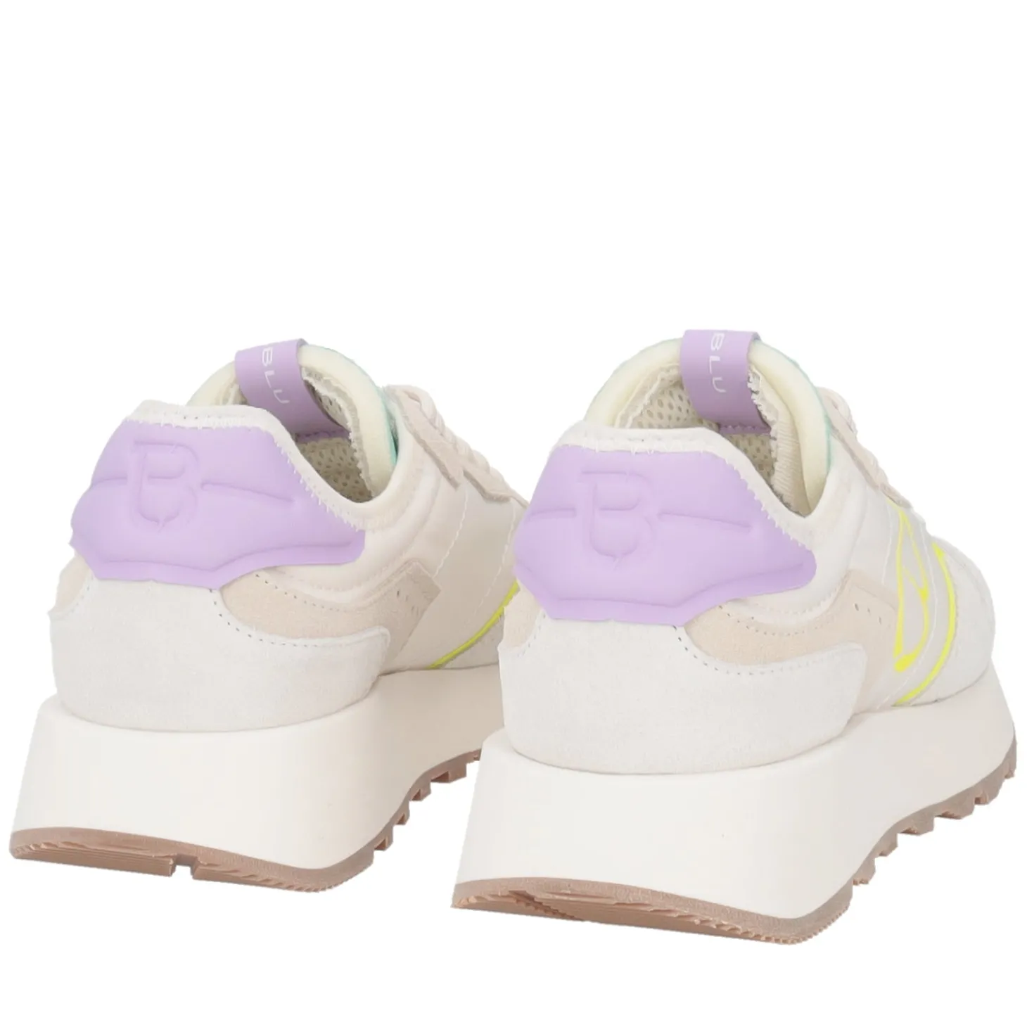 Sneaker Cindy in nylon e pelle scamosciata colore avorio