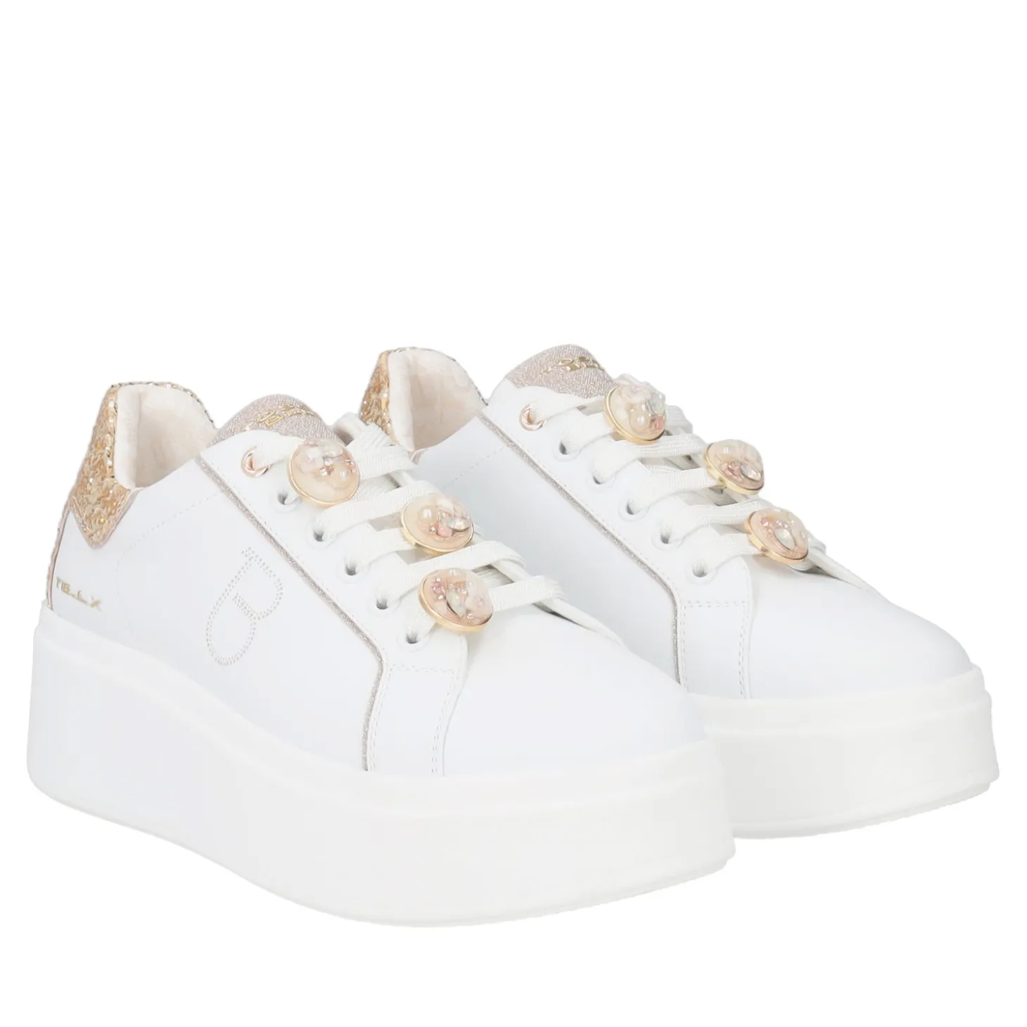 SNEAKER ELETTRA CON ACCESSORI GIOIELLO COLORE BIANCO/ORO