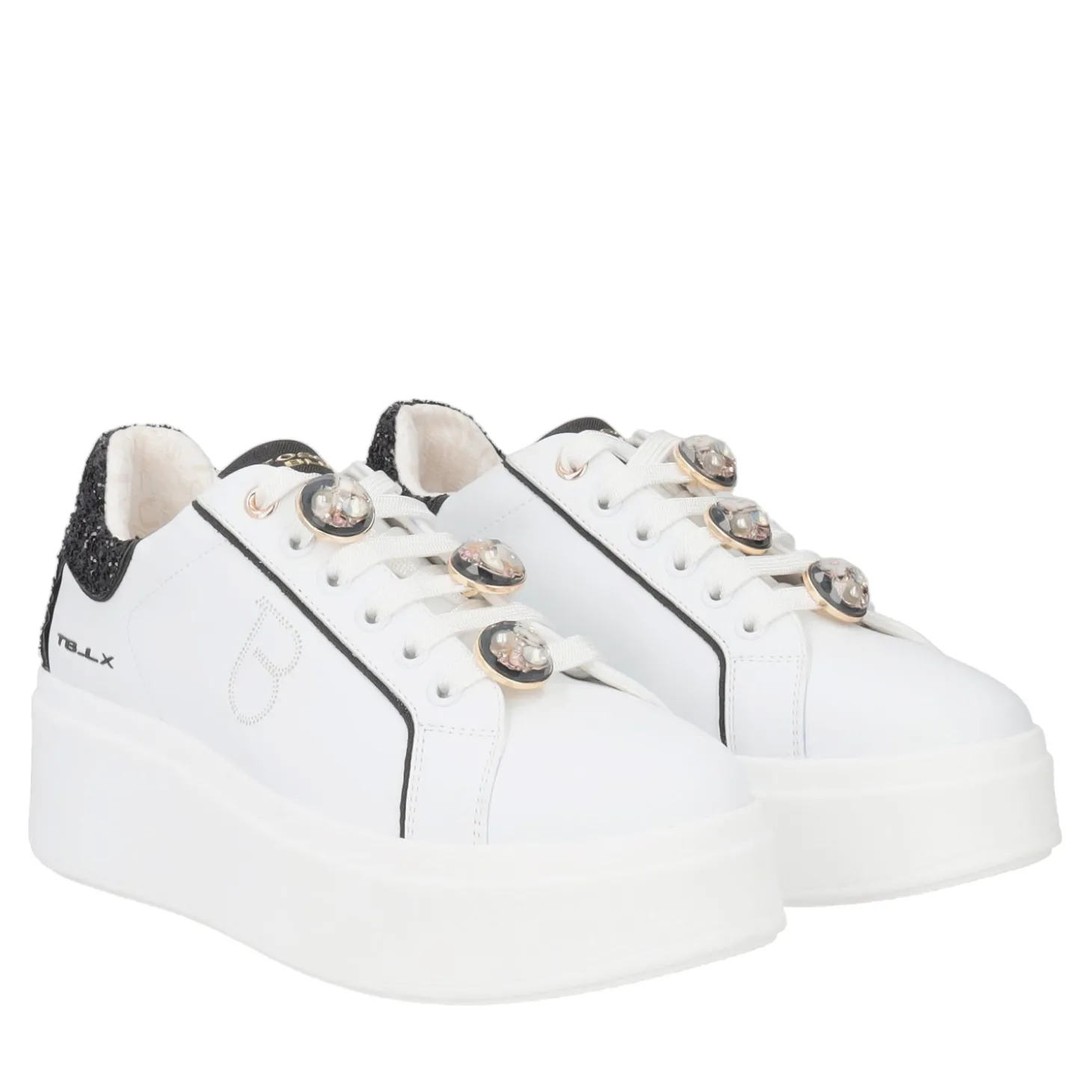 SNEAKER ELETTRA CON ACCESSORI GIOIELLO COLORE BIANCO/NERO