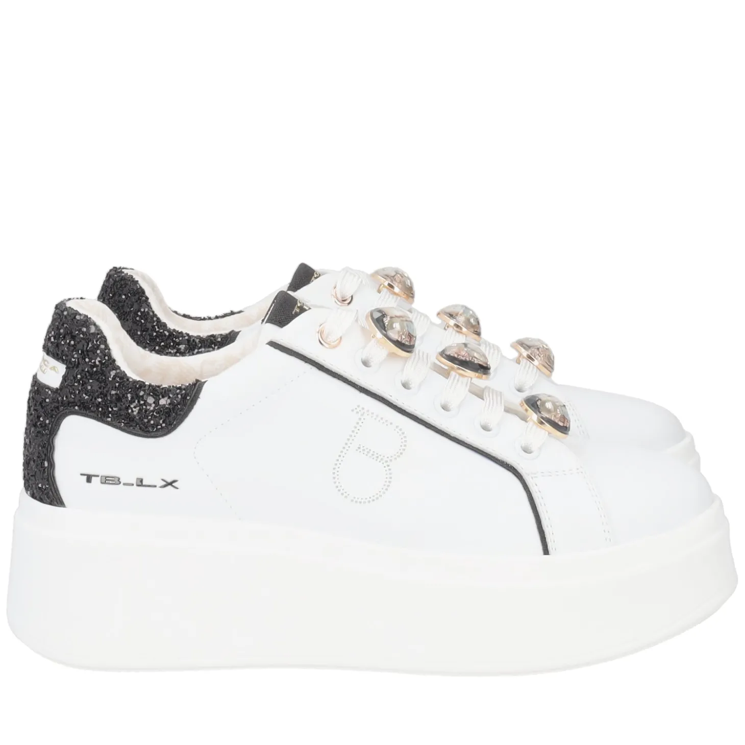 SNEAKER ELETTRA CON ACCESSORI GIOIELLO COLORE BIANCO/NERO