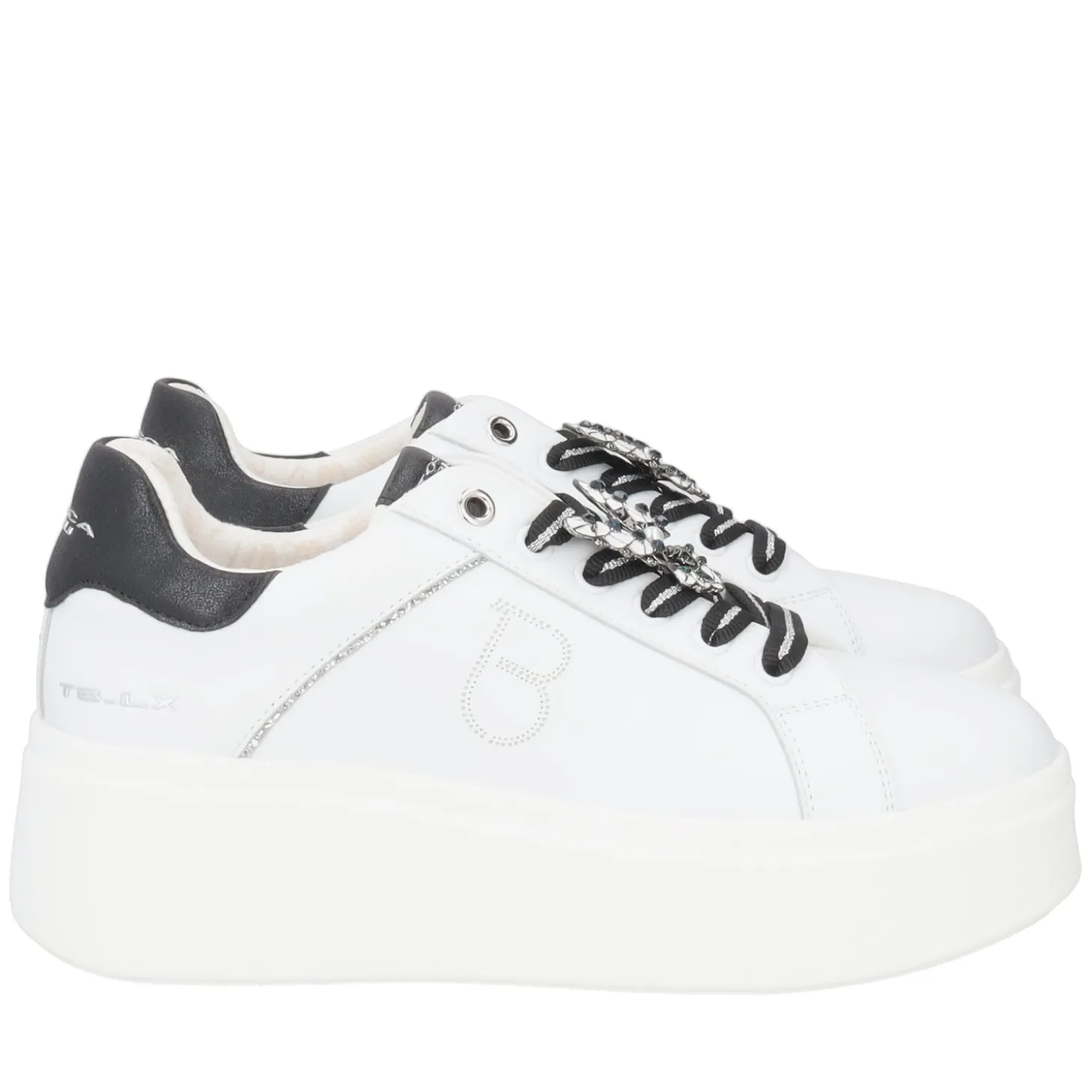 SNEAKER ELETTRA CON FARFALLE IN STRASS COLORE BIANCO/NERO