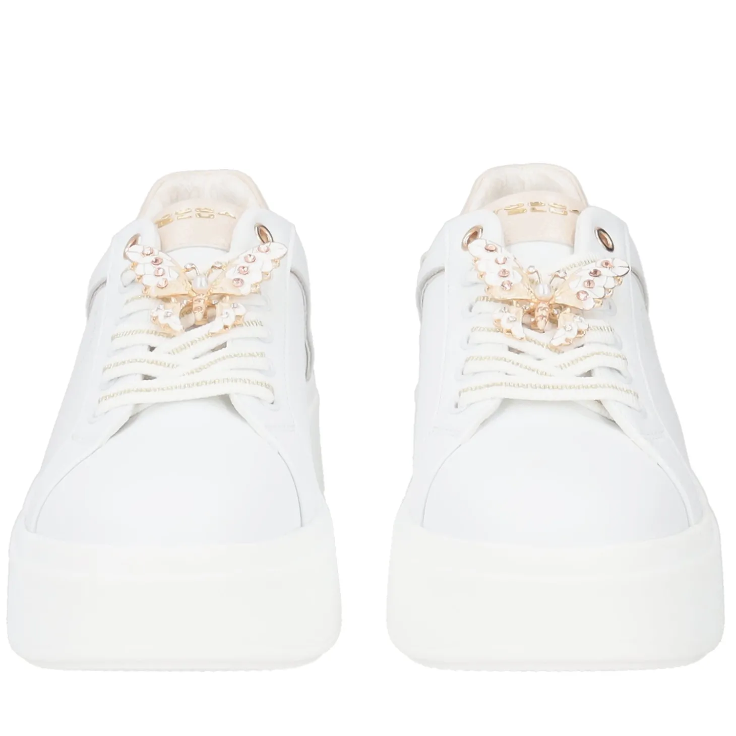 SNEAKER ELETTRA CON FARFALLE IN STRASS COLORE BIANCO/ORO