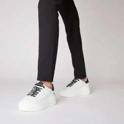 SNEAKER ELETTRA CON FIORI IN STRASS COLORE BIANCO/NERO