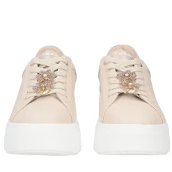 SNEAKER ELETTRA CON FIORI IN STRASS COLORE BEIGE