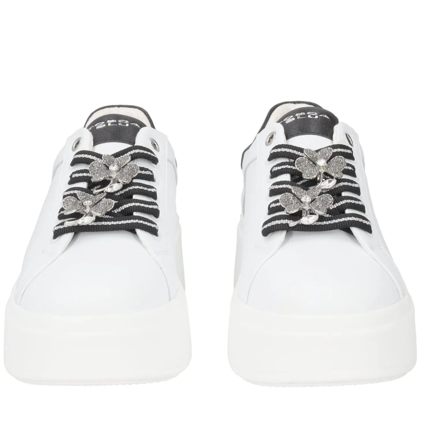 SNEAKER ELETTRA CON FIORI IN STRASS COLORE BIANCO/NERO