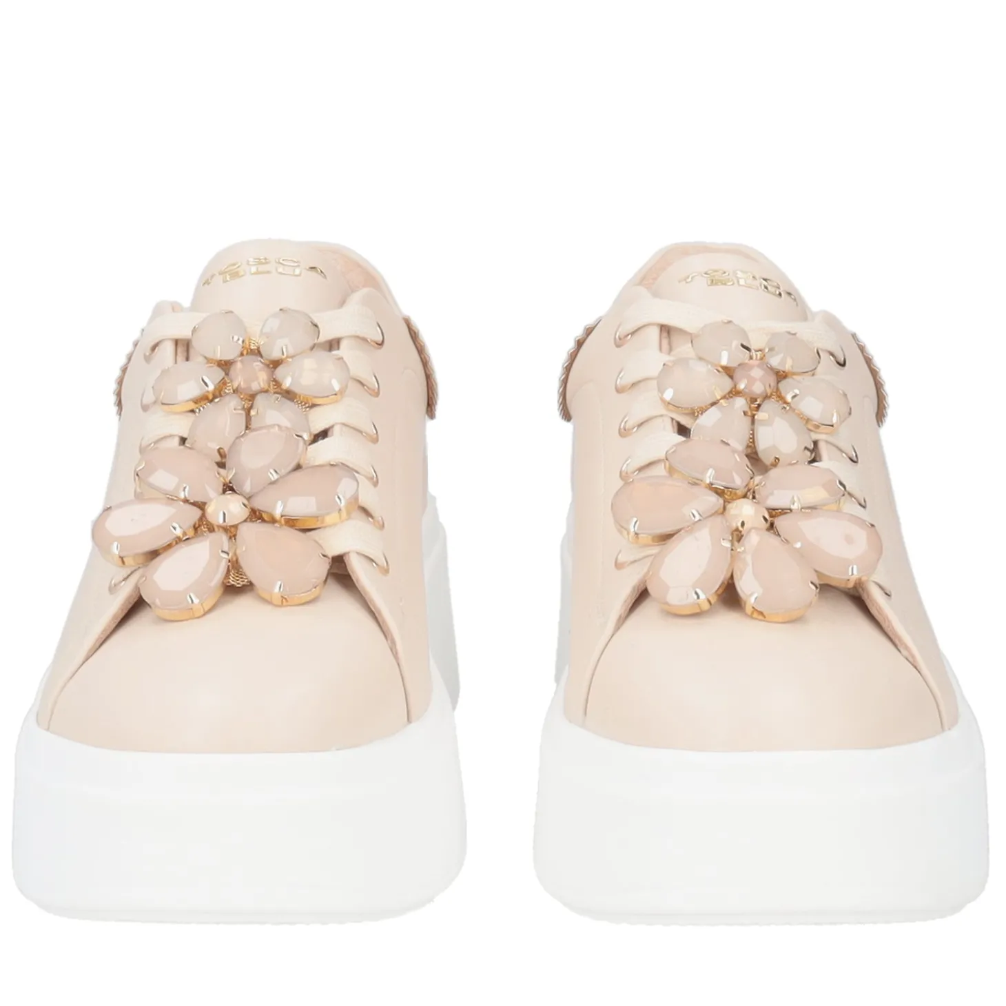 SNEAKER ELETTRA CON MAXI FIORI COLORATI COLORE BEIGE