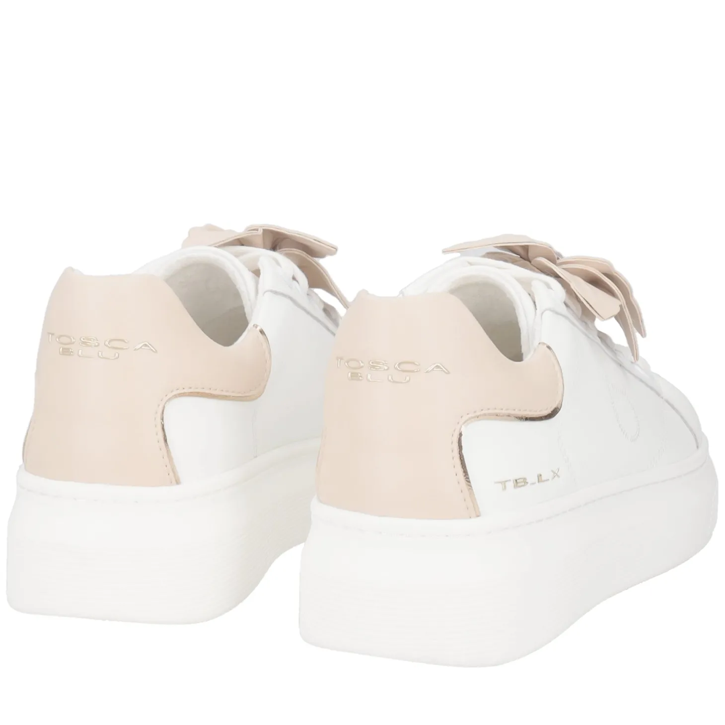 SNEAKER FENICE CON FIORE MORBIDO IN PELLE COLORE BIANCO/BEIGE