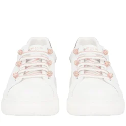 SNEAKER FENICE CON PERLE IN MICROSTRASS COLORE BIANCO/CIPRIA