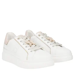 SNEAKER FENICE IN PELLE CON FARFALLA COLORE BIANCO/BEIGE