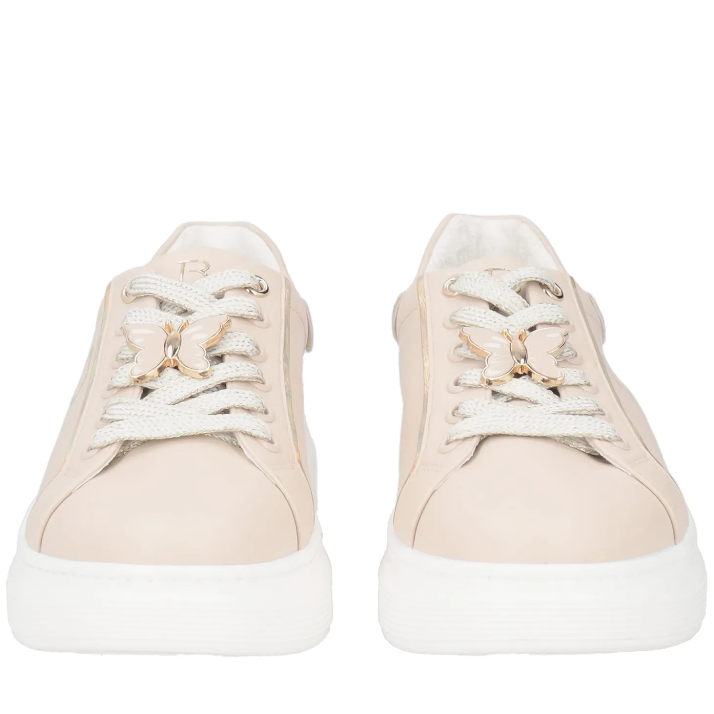 SNEAKER FENICE IN PELLE CON FARFALLA COLORE BEIGE