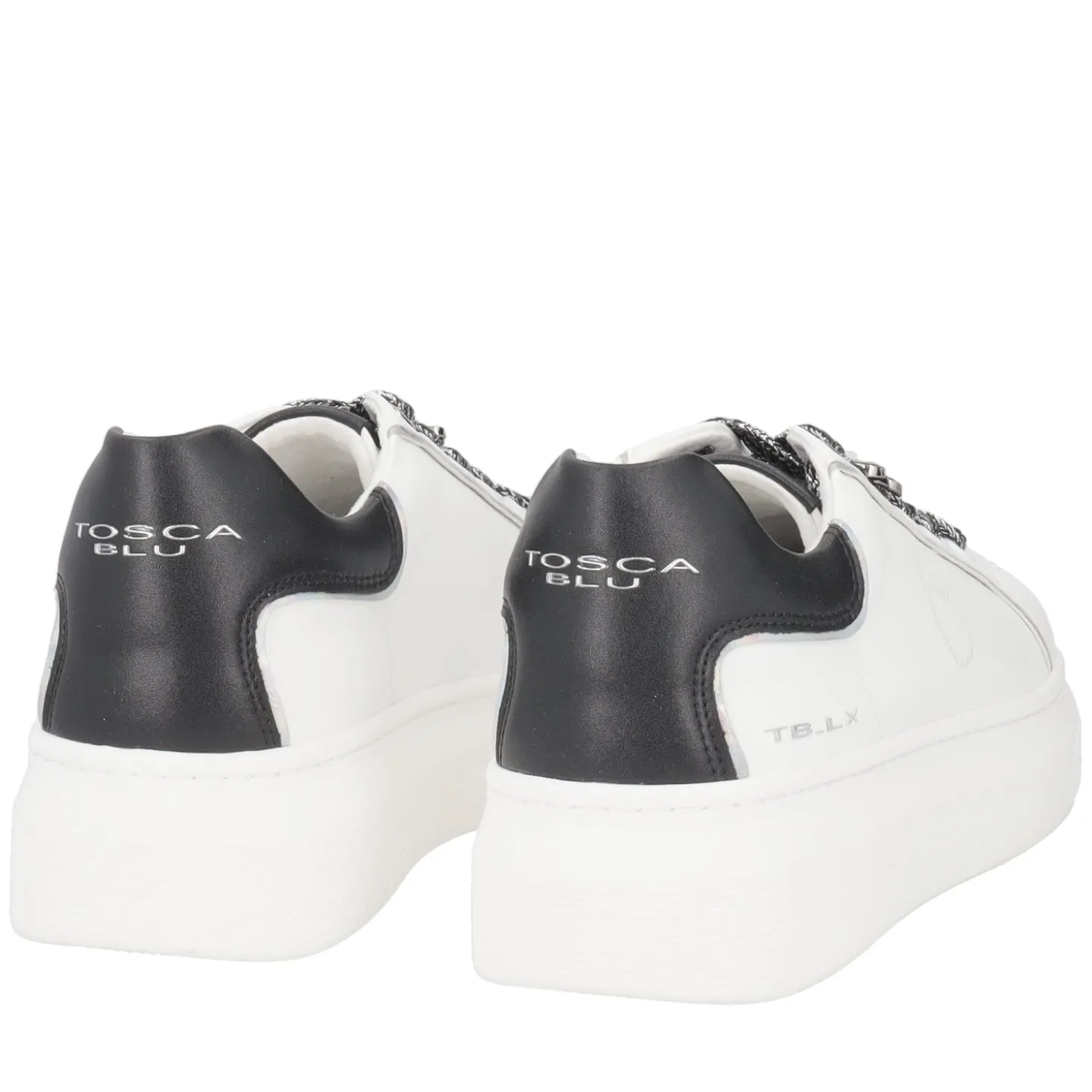 SNEAKER FENICE IN PELLE CON FARFALLA COLORE BIANCO/NERO