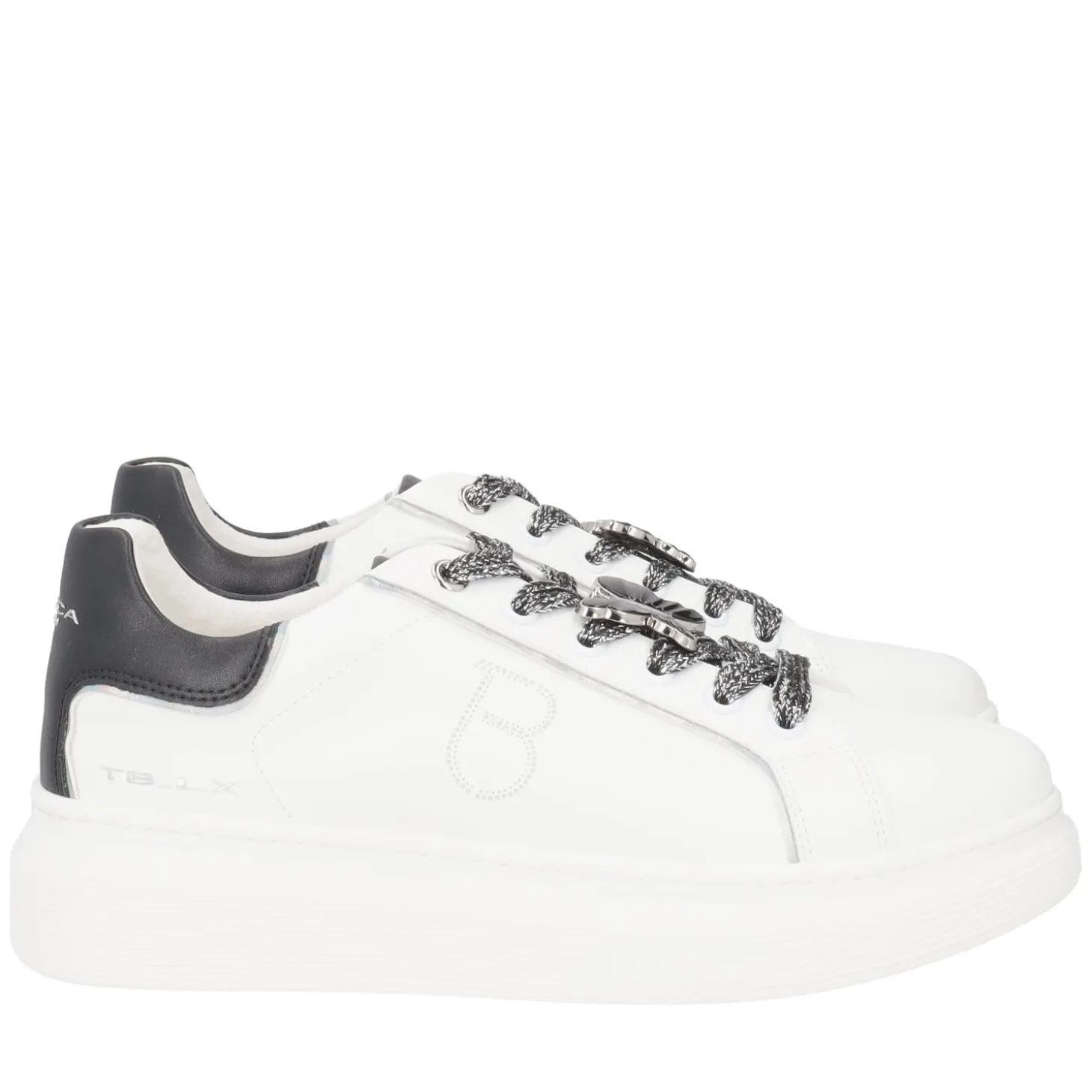 SNEAKER FENICE IN PELLE CON FARFALLA COLORE BIANCO/NERO