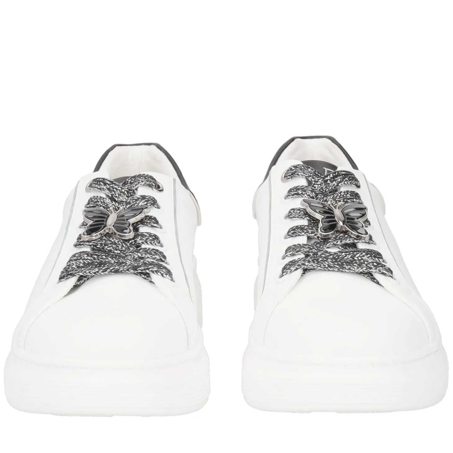 SNEAKER FENICE IN PELLE CON FARFALLA COLORE BIANCO/NERO