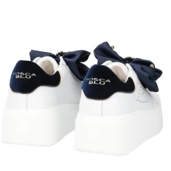 SNEAKER LILY IN PELLE CON FIOCCO COLORE BIANCO/BLU