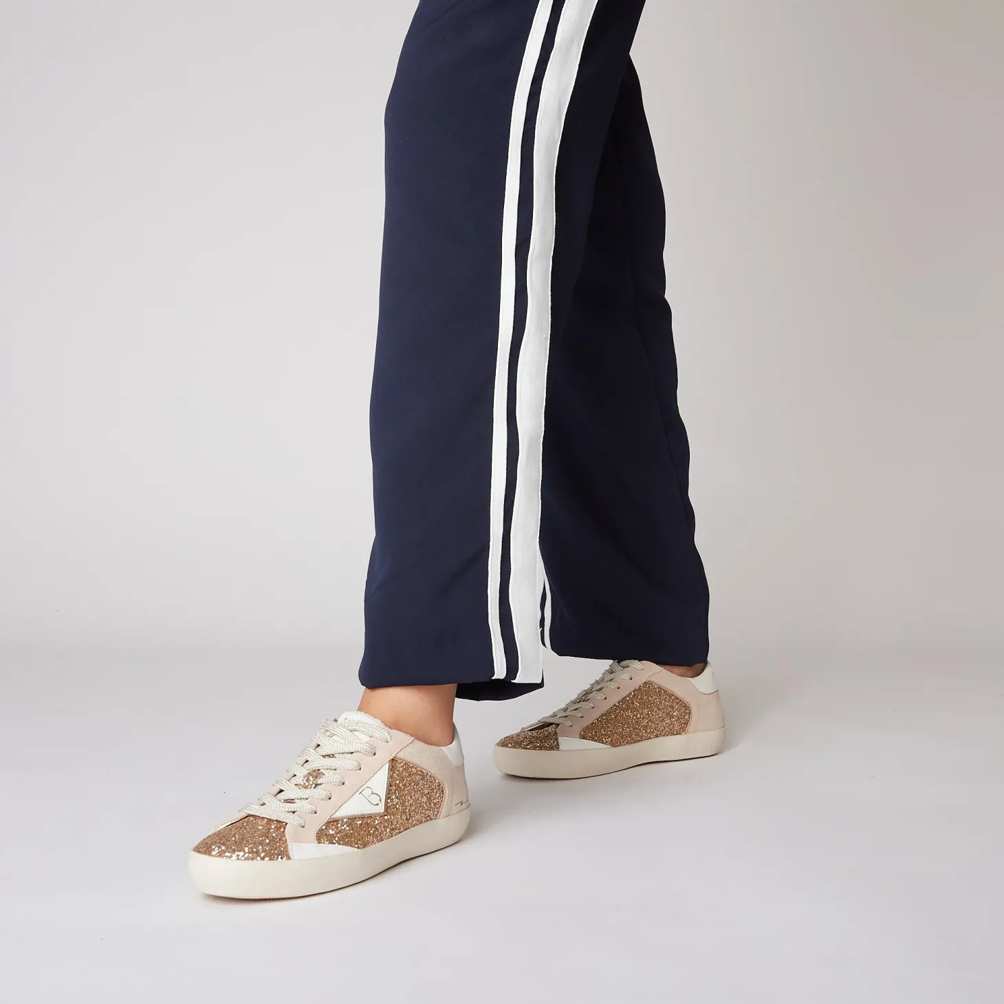 SNEAKER SIRIUS IN PELLE CON GLITTER COLORE ORO